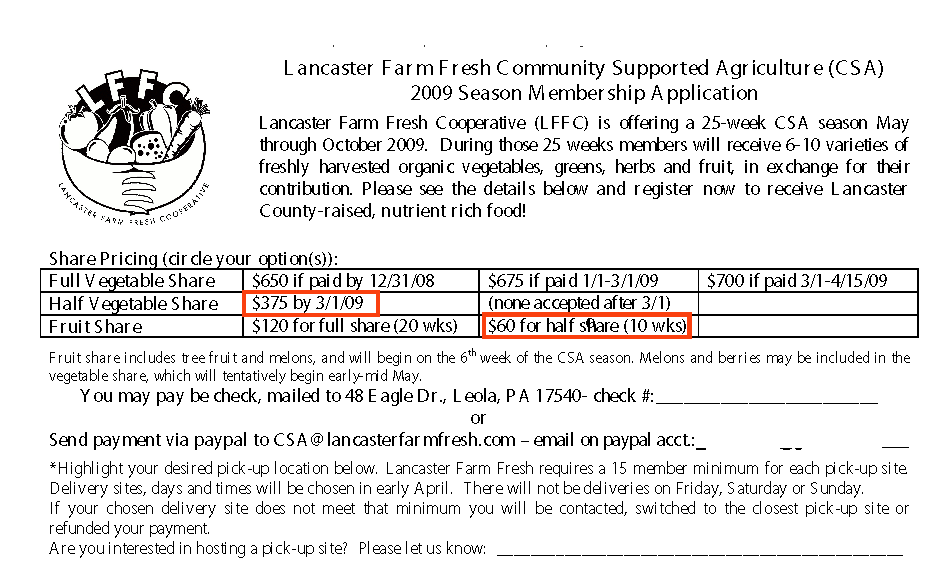 CSA application